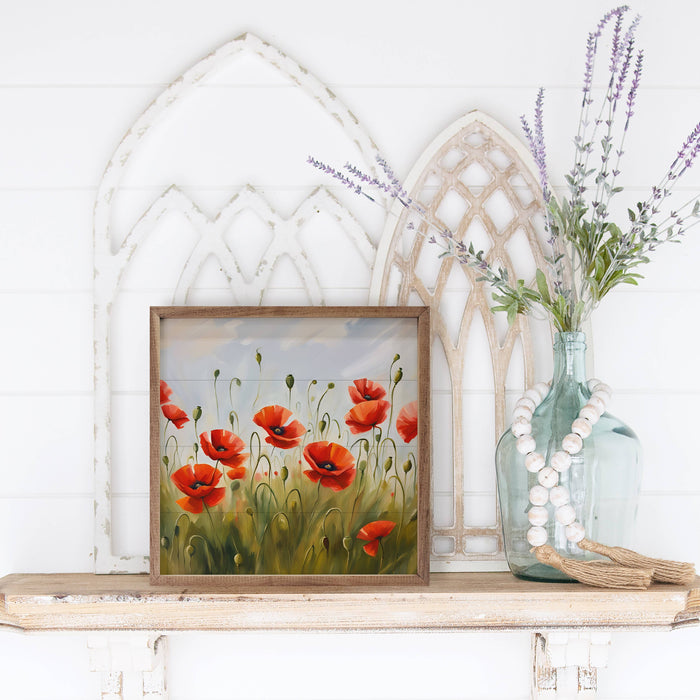 Red Poppy Field Framed Wall Art