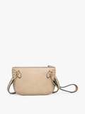 Tan Bonnie Dual Compartment Whipstitch Crossbody