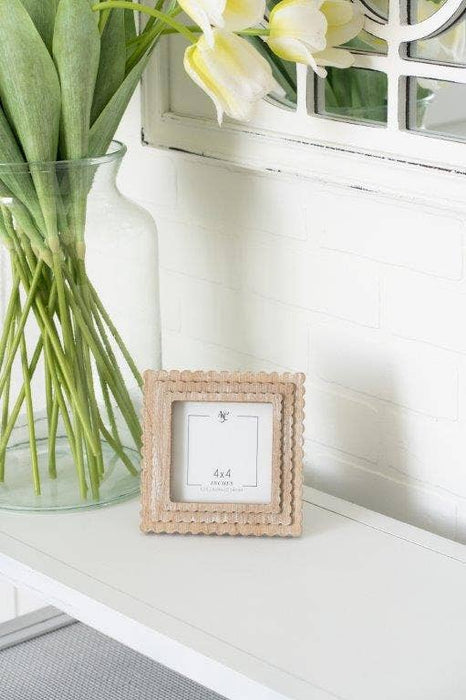 Natural Wood Scallop Photo Frame - 4x4" Photo