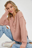 Mauve Oversized Waffle Sweater