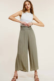 Olive Wide Leg Smocked Pants