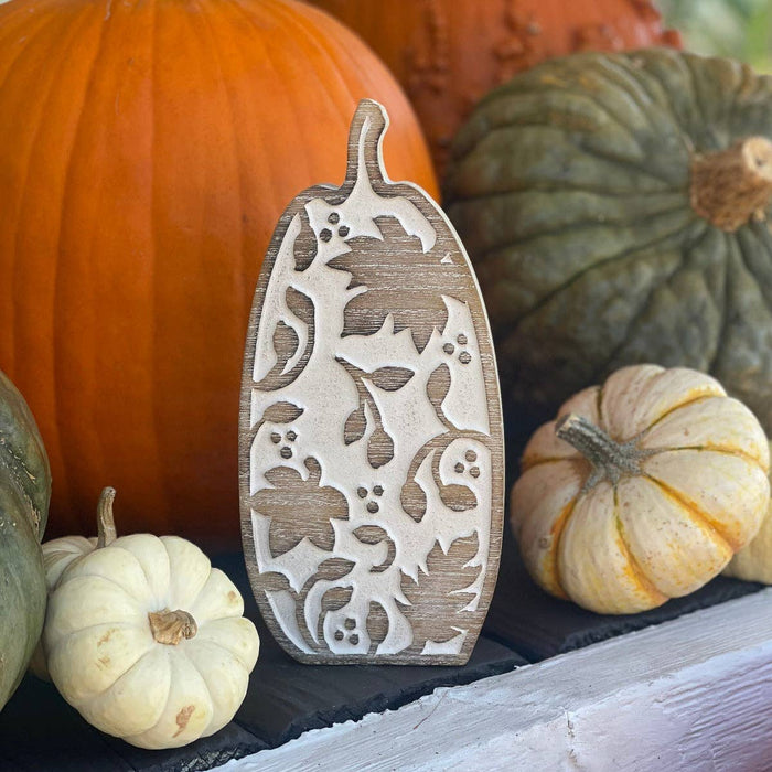 Tall Pattern Carved Pumpkin