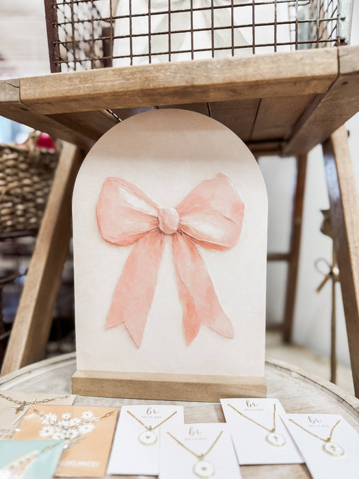 Soft Pink Bow Arch w/ Stand
