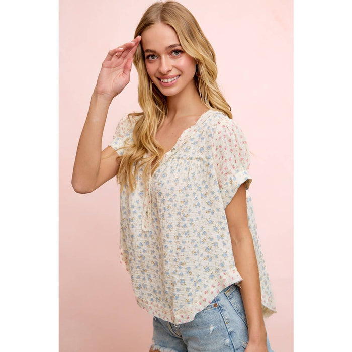 Floral Crinkle Top