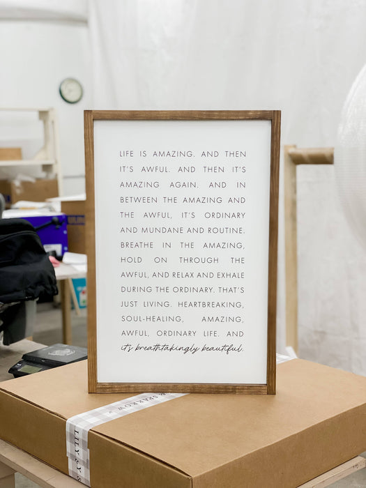 Life Is Amazing and Then It's Awful Framed Wall Sign 8x12"