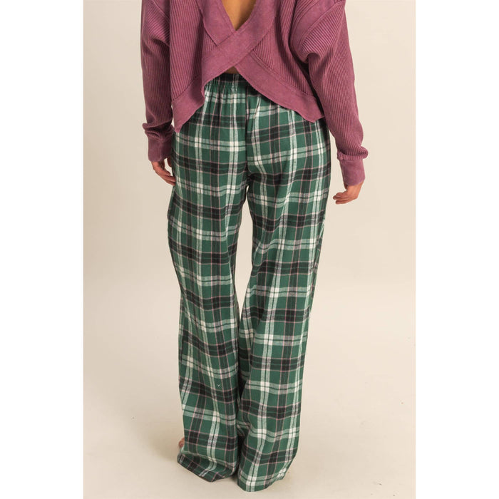 Green Flannel Wide Leg Lounge Pants