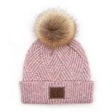 C.C. Large Patch Heathered Pom Beanie