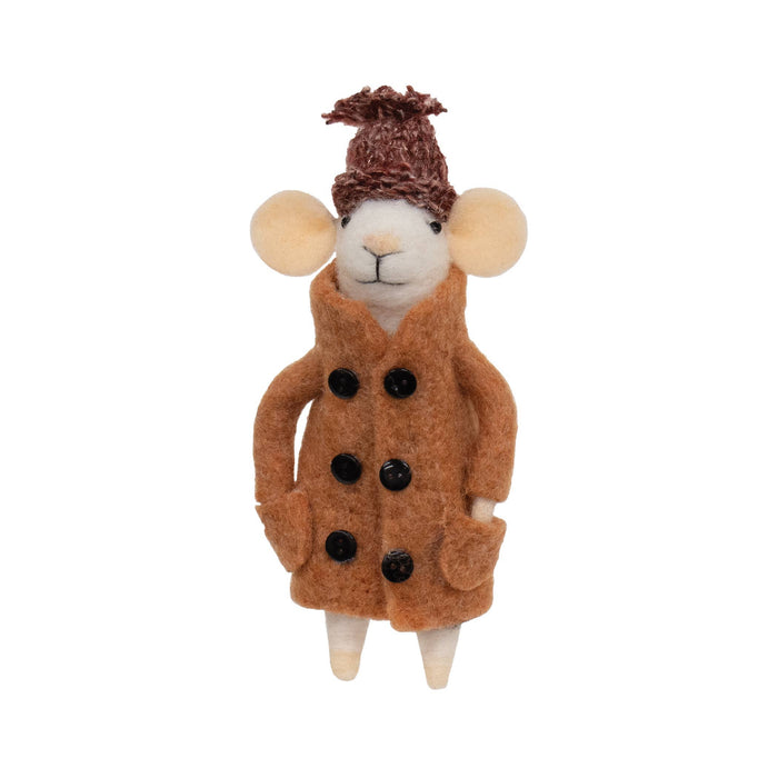 Felted Mouse in Tan Coat Ornament