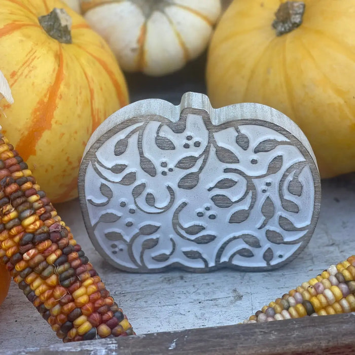 Carved Wood Pumpkin
