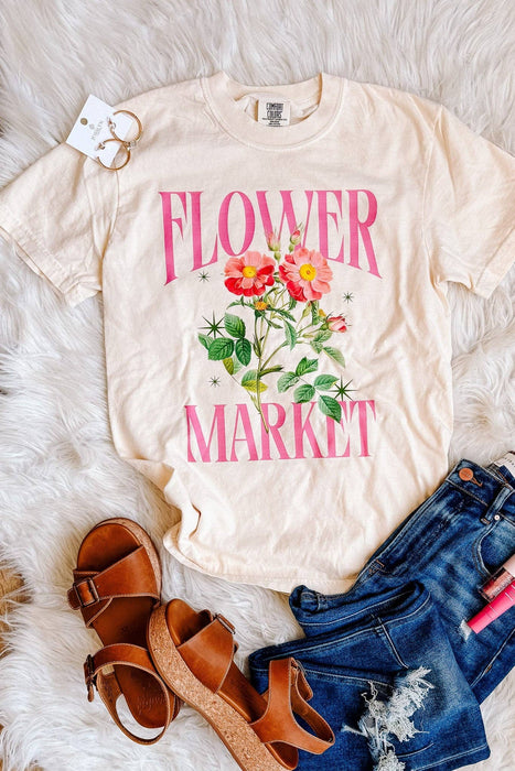 Spring Flower Market Graphic Tee - Ivory