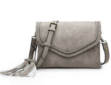 Flapover Crossbody w/ Whipstitch & Double Tassel