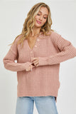 Mauve Oversized Waffle Sweater