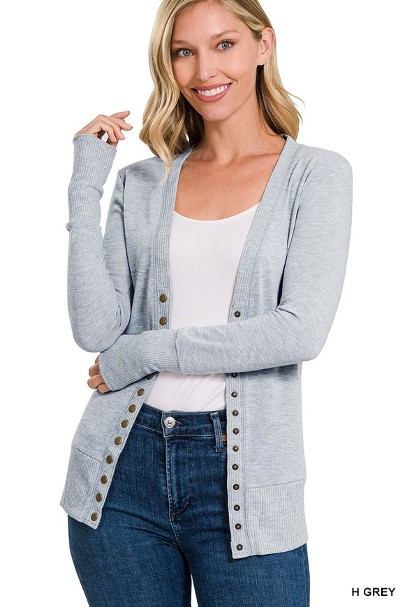 Heather Gray Snap Cardigan