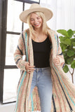 Striped Cardigan w/ Fringe