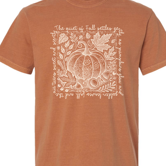 Moss Green Retro Fall Pumpkin Comfort Color Graphic Tee
