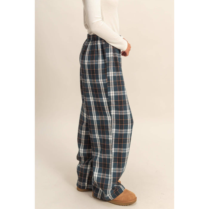 Brown Flannel Wide Leg Lounge Pants