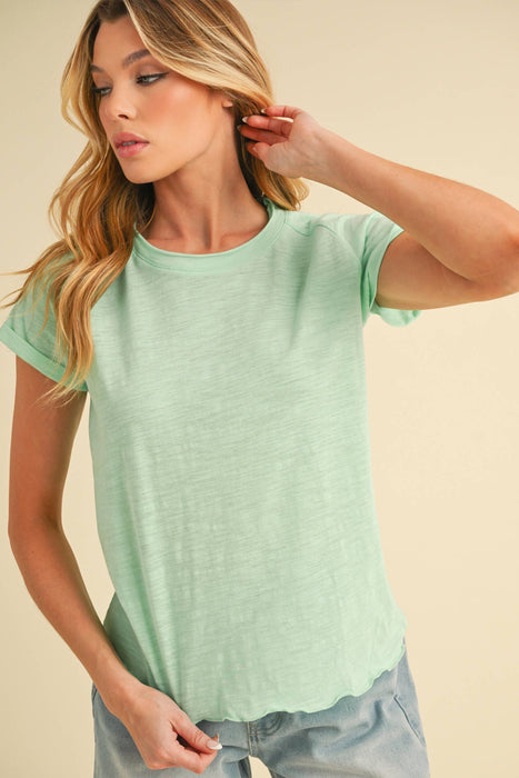 Mint Crew Neck Cotton Tee