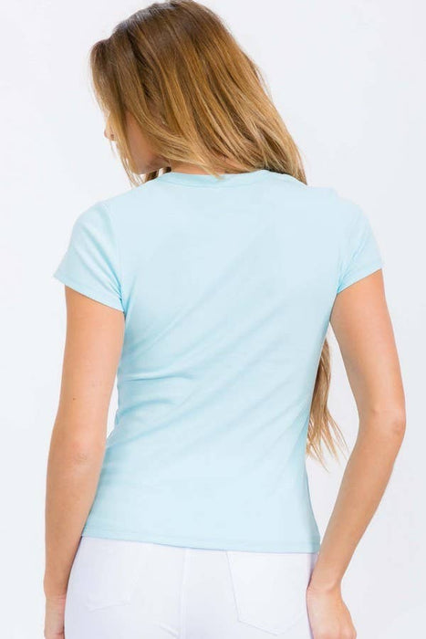 Smokey Olive Cotton Rib U-Neck Short Sleeve T-Shirt