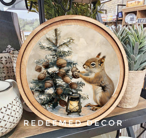 Christmas Squirrel Art 8" Round