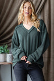 Long Puff Sleeve Ribbed Top | Hunter Green