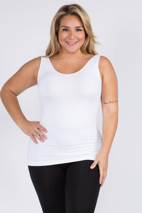 Plus Size Reversible V Or U Neckline Seamless Tank - 3 Colors Available