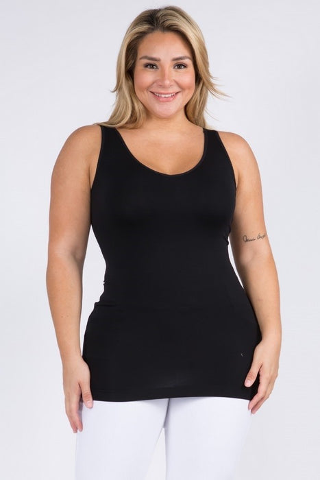 Plus Size Reversible V Or U Neckline Seamless Tank - 3 Colors Available