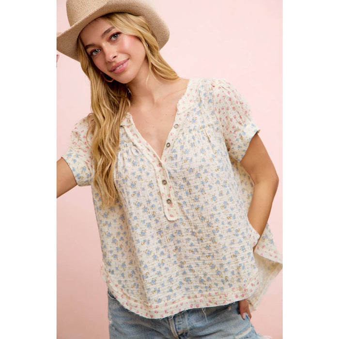 Floral Crinkle Top