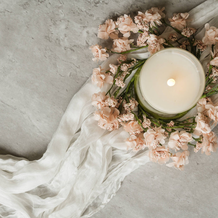 8" Peach Paper Daisy Candle Ring