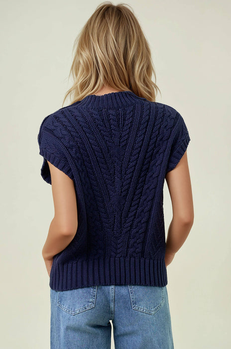 Cable Knit Vest Sweater Top