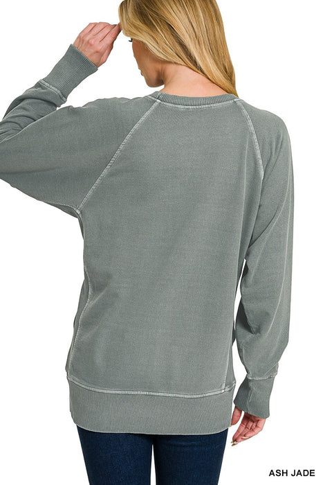 Ash Blue French Terry Pullover With Pockets