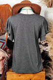 Black Layered Ruffle Short Sleeve Round Neck Top
