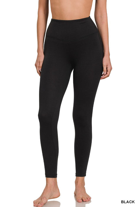 Black Brushed Microfiber Full Length Leggings
