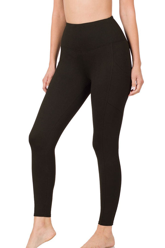 Black Brushed Microfiber Full Length Leggings