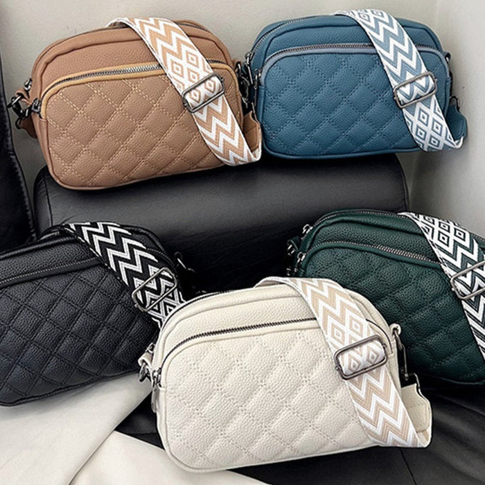 Quilted Vegan Leather Crossbody Camera Bag