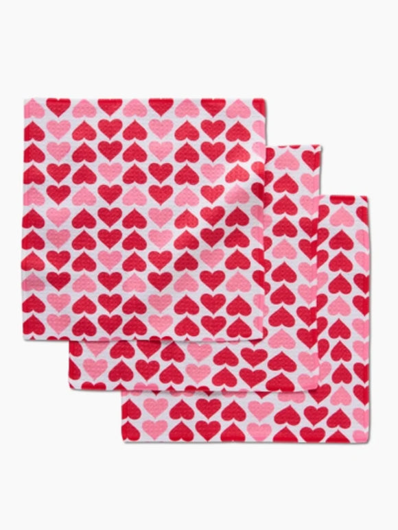 Blushing Hearts | Geometry Dishcloth Set of 3