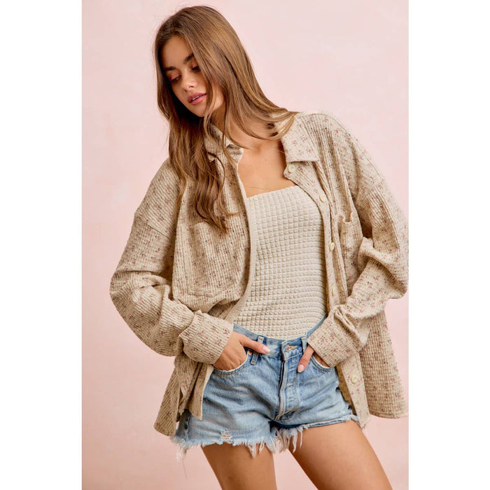 Floral Thermal Button Up Top