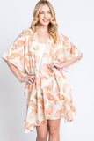 Serenity Flower Print Drawstring Kimono