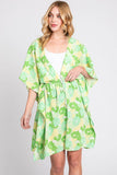 Serenity Flower Print Drawstring Kimono