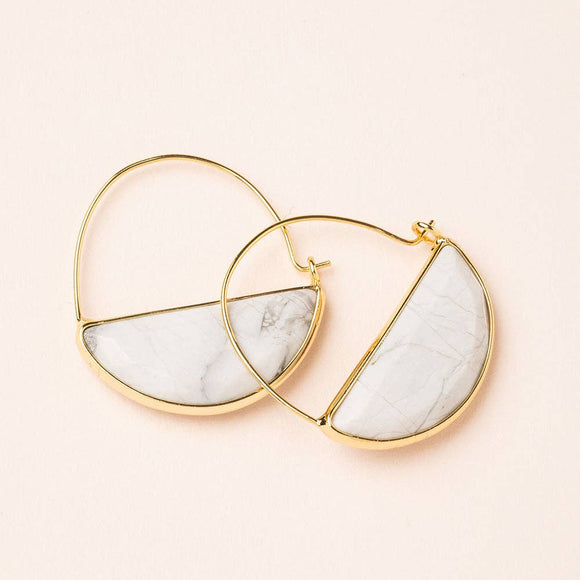 Stone Prism Hoop - Howlite/Gold