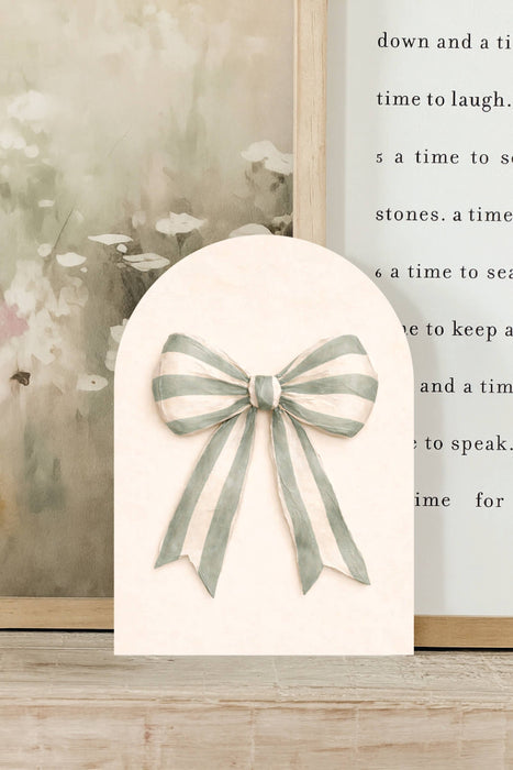Sage Stripe Bow Arch w/ Base
