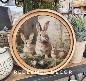 Bunny Trio Art 8" Round Wall Art