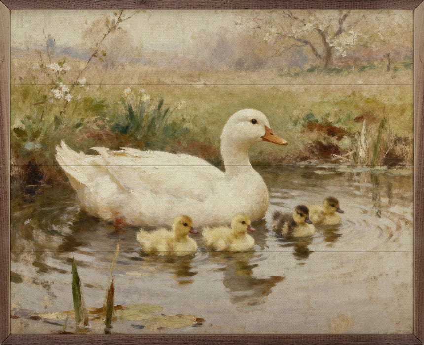Swimming Ducklings Framed Wall Art
