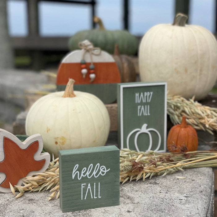 Hello Fall Green Block
