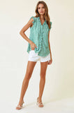 Green Smocked Frilled Top
