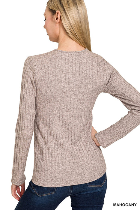Off White Ribbed Long Sleeve Henley
