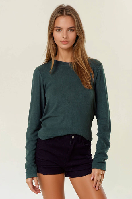 Forest Green Round Neck Soft Knit Top