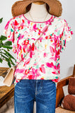 Floral Flutter Sleeve Round Neck Casual Blouse | S-XL