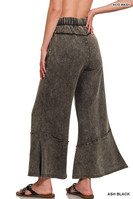 Rust Exposed-Seam Flare Hem Pants With Pockets