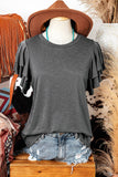Black Layered Ruffle Short Sleeve Round Neck Top