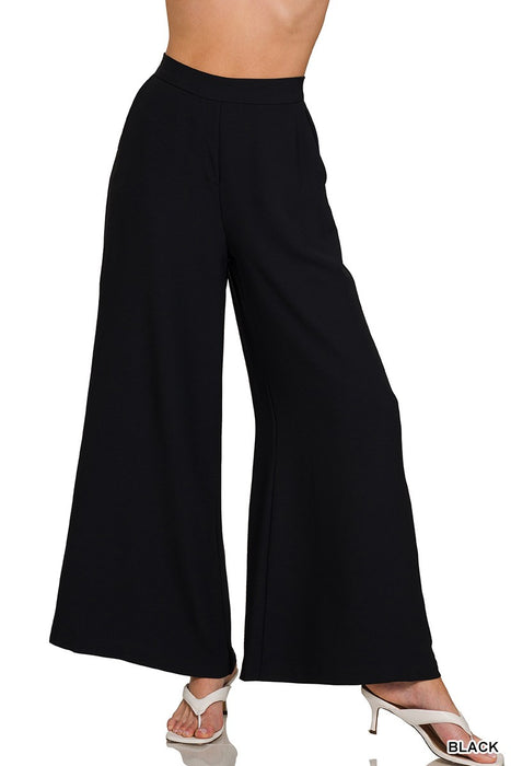 Relaxed Fit Elastic Waisted Wide Leg Pants